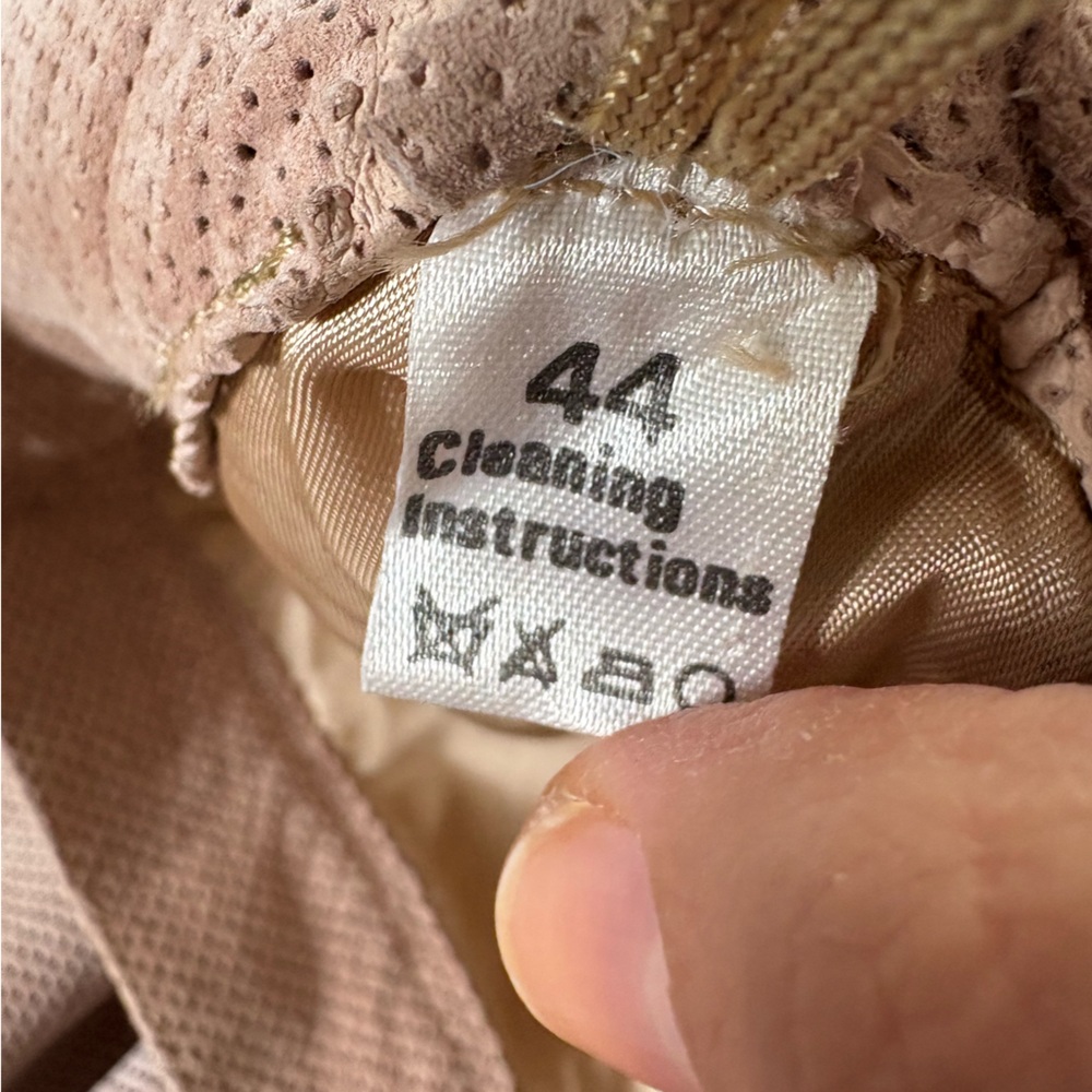 Vintage Made in Italy Perforated Suede Skirt Blush Pink - Picture 11 of 14